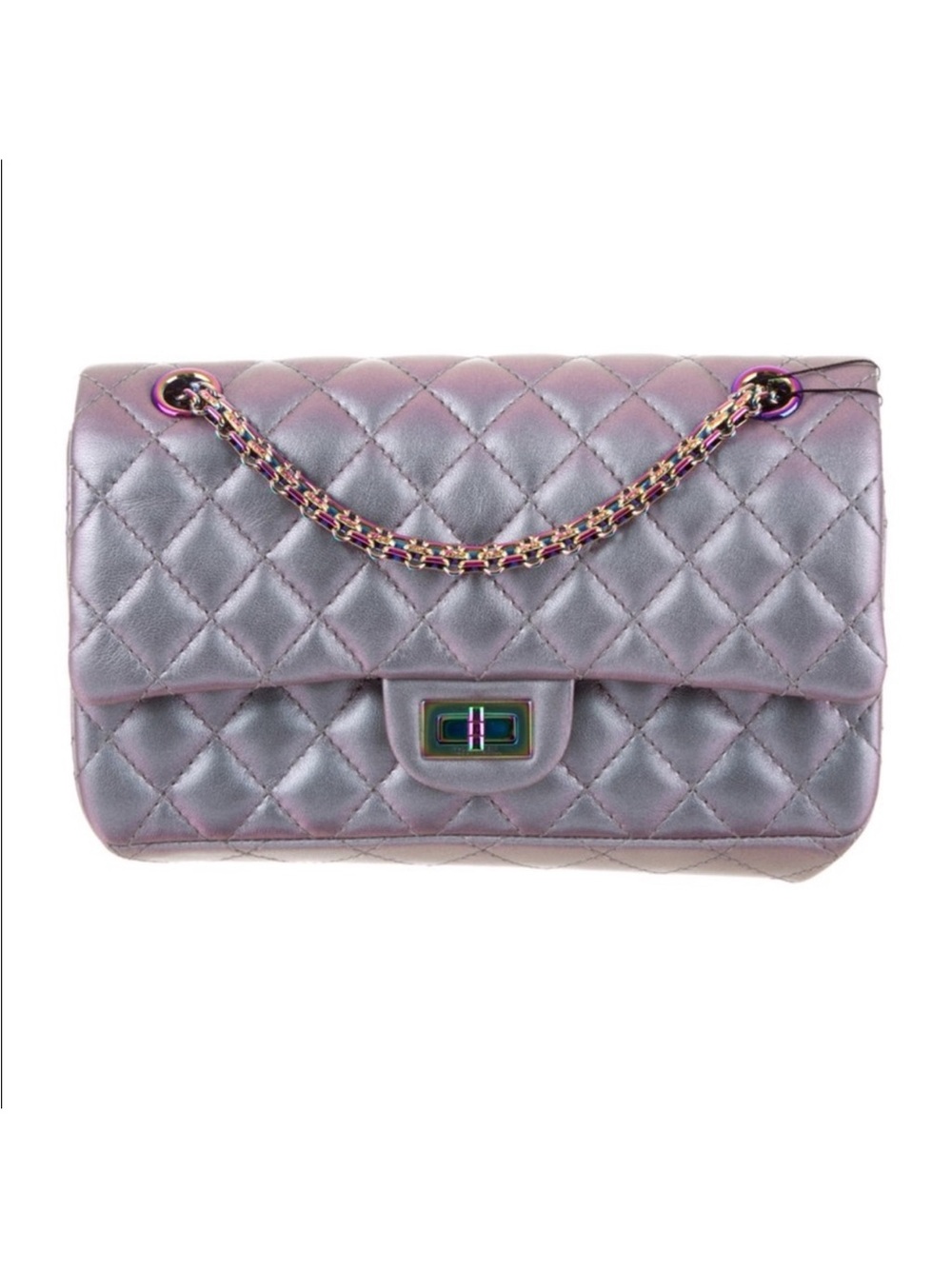 Chanel Iridescent Lilac Purple Lambskin Reissue 2.55 226 Rainbow Hardware